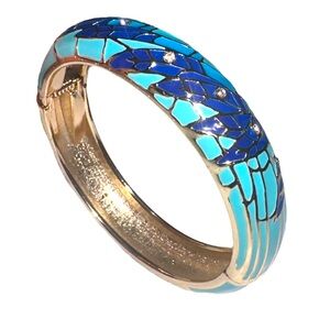 Sequins || NWOT || Jeweled Blue Gold Tone Combo Enamel Bracelet